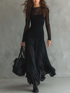 Nerea™ | Vestido largo de tul negro con ajuste completo