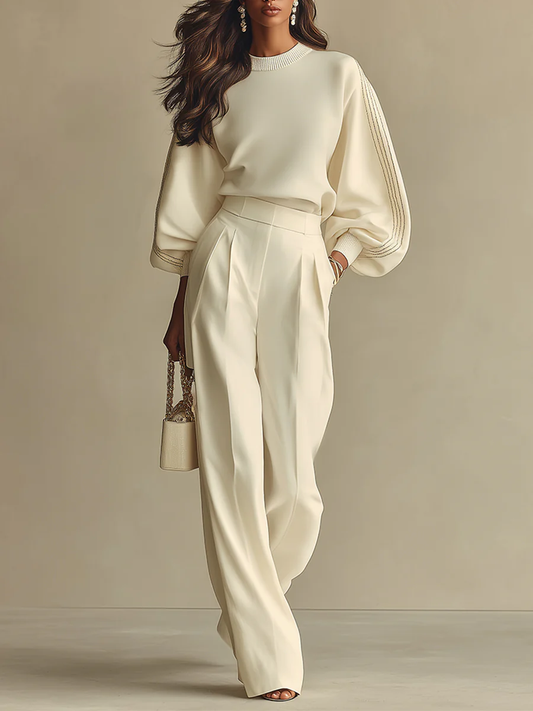 Selena – conjunto de canalé con pantalones de pierna ancha