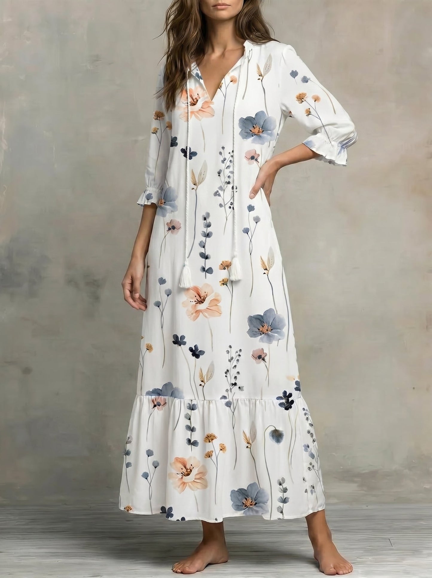 Luna™ | Vestido midi de estilo bohemio desenfadado