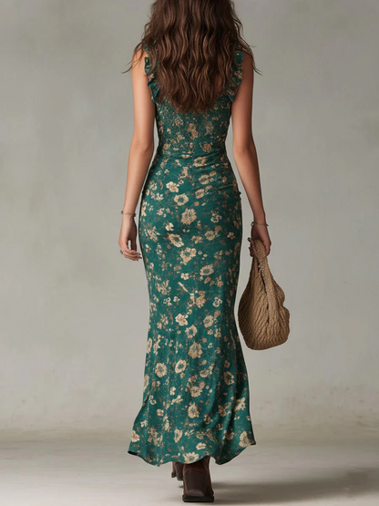 Zara™ | Vestido maxi bohemio retro con mangas fluidas y abertura lateral
