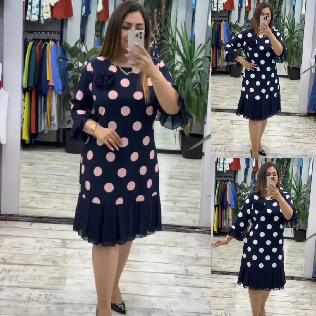 Paola | Vestido plisado de lunares