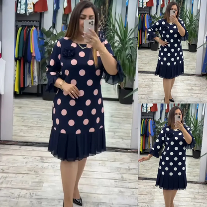 Paola | Vestido plisado de lunares
