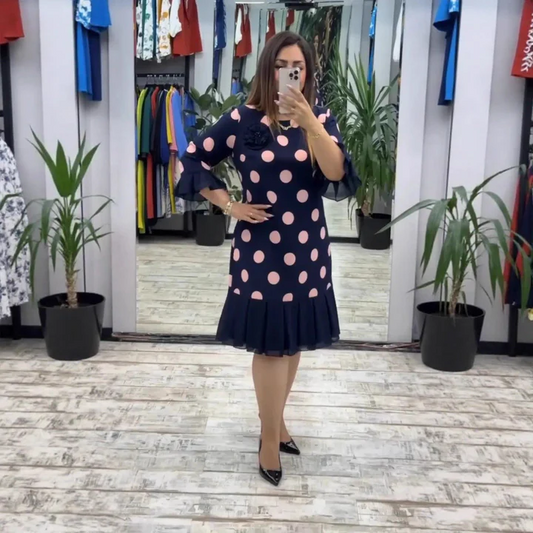 Paola | Vestido plisado de lunares