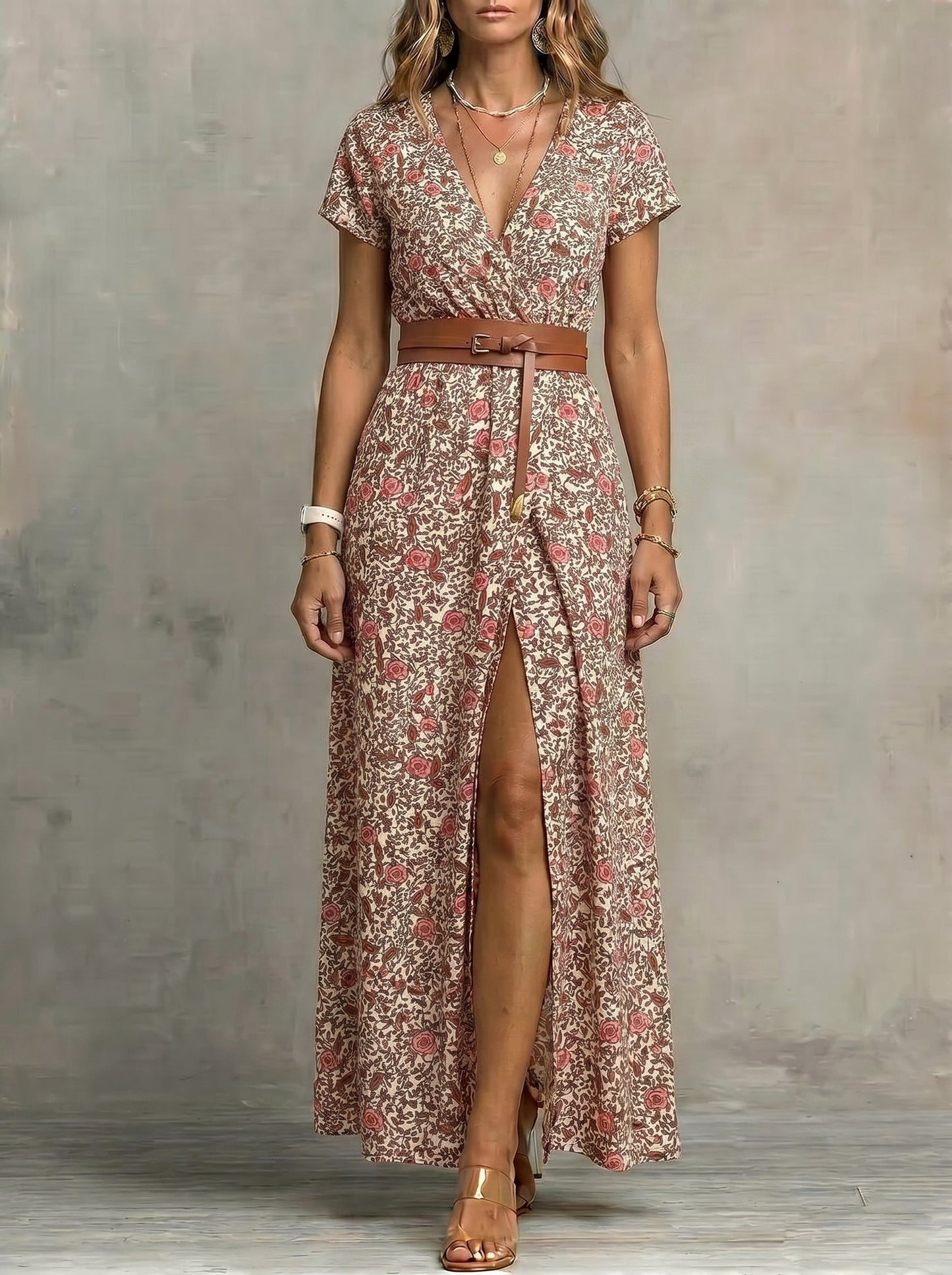 Justa™ | Vestido largo bohemio y fluido con cinturón