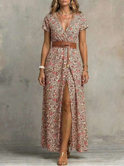 Justa™ | Vestido largo bohemio y fluido con cinturón