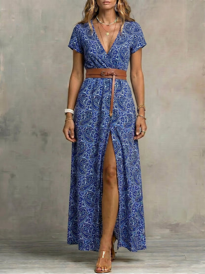 Justa™ | Vestido largo bohemio y fluido con cinturón