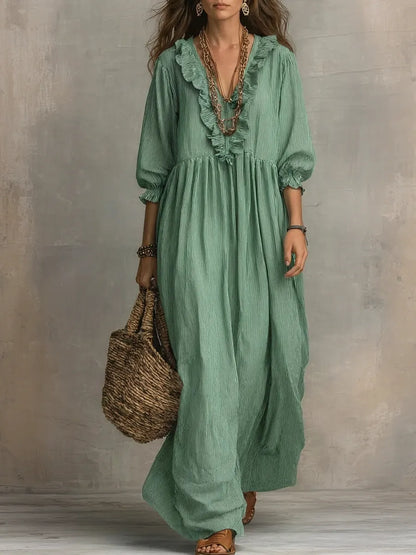 Clara™ | Vestido largo de rayas con volantes estilo bohemio