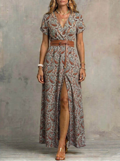 Justa™ | Vestido largo bohemio y fluido con cinturón