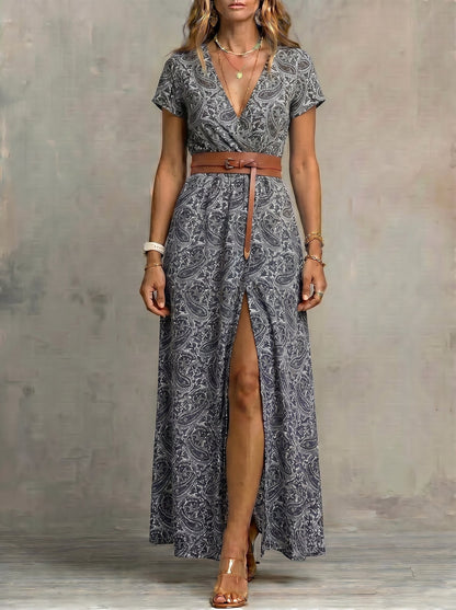 Justa™ | Vestido largo bohemio y fluido con cinturón