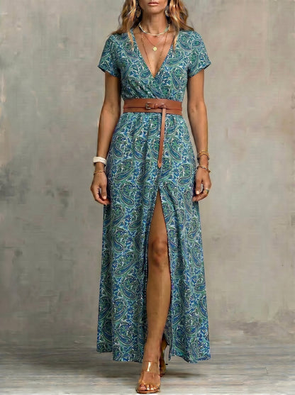 Justa™ | Vestido largo bohemio y fluido con cinturón